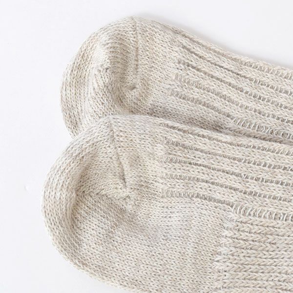 オーガニックコットン＆リネンレイヤーリブアンクル丈ソックス