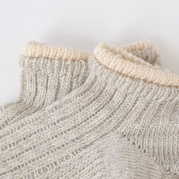 オーガニックコットン＆リネンレイヤーリブアンクル丈ソックス