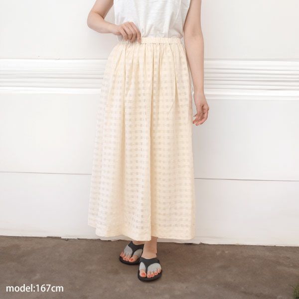 オーガニックコットン シャドウチェックギャザースカート