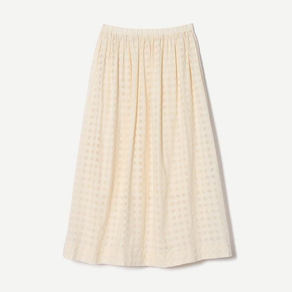 オーガニックコットン シャドウチェックギャザースカート