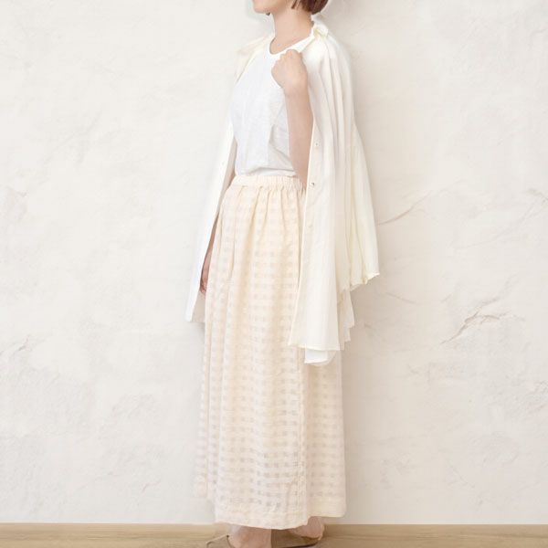 オーガニックコットン シャドウチェックギャザースカート