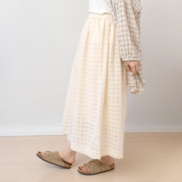 オーガニックコットン シャドウチェックギャザースカート