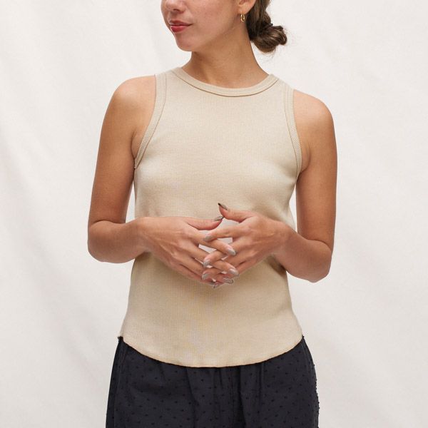 オーガニックコットン スパンリブカップ付アメリカンスリーブ