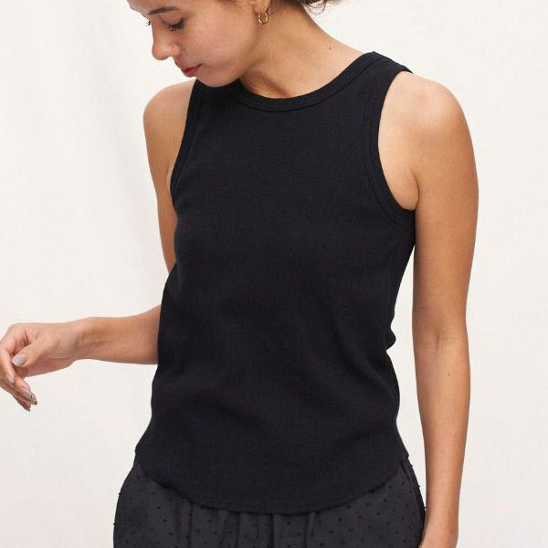 オーガニックコットン スパンリブカップ付アメリカンスリーブ