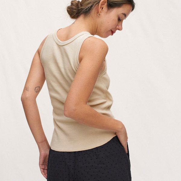 オーガニックコットン スパンリブカップ付アメリカンスリーブ