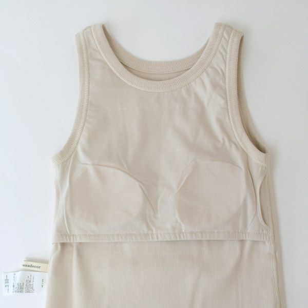 オーガニックコットン スパンリブカップ付アメリカンスリーブ
