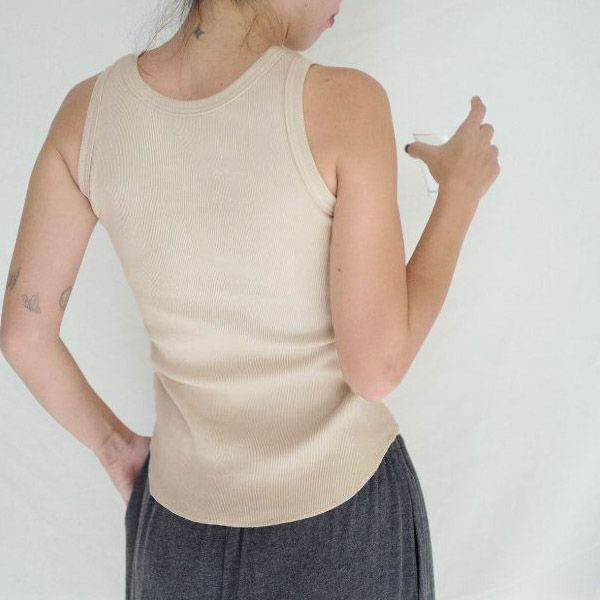 オーガニックコットン スパンリブカップ付アメリカンスリーブ