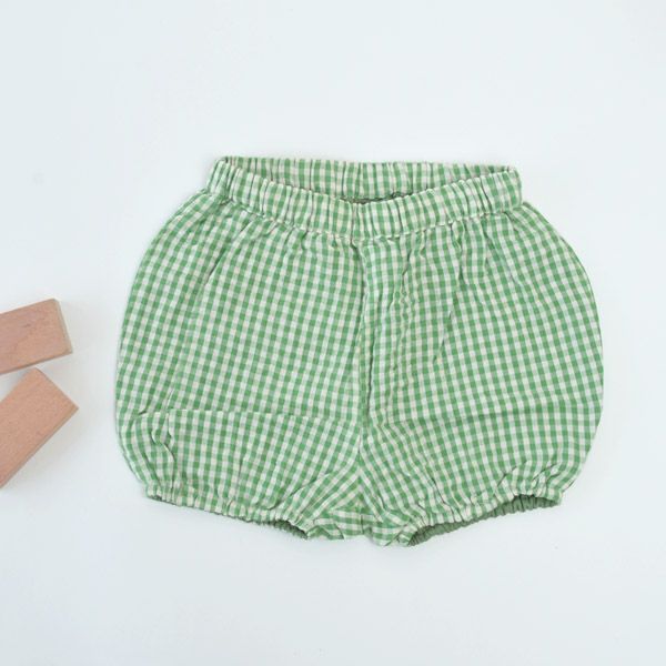 オーガニックコットン ベビーサッカーチェックブルマ