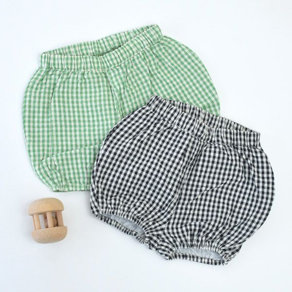 オーガニックコットン ベビーサッカーチェックブルマ