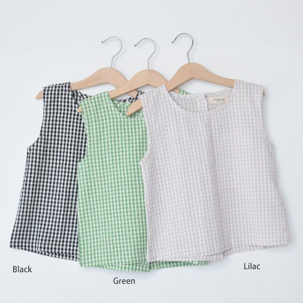 オーガニックコットン キッズサッカーチェックノースリーブトップ