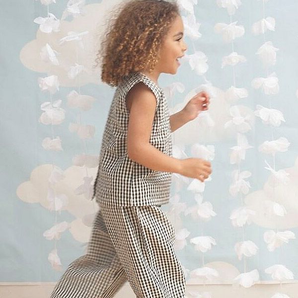 オーガニックコットン キッズサッカーチェックノースリーブトップ