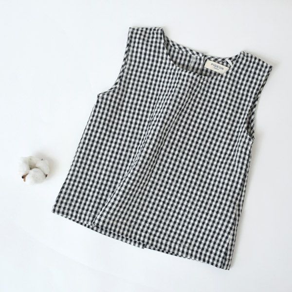 オーガニックコットン キッズサッカーチェックノースリーブトップ