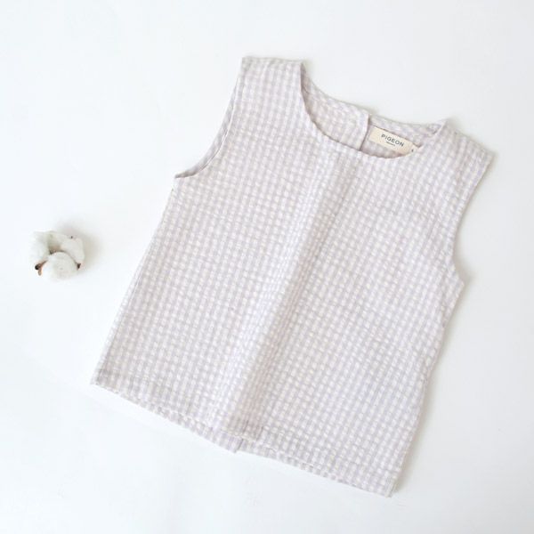 オーガニックコットン キッズサッカーチェックノースリーブトップ