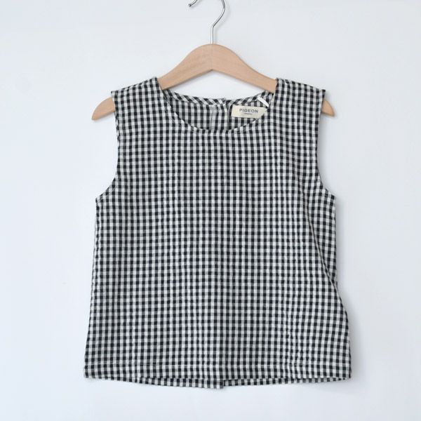 オーガニックコットン キッズサッカーチェックノースリーブトップ