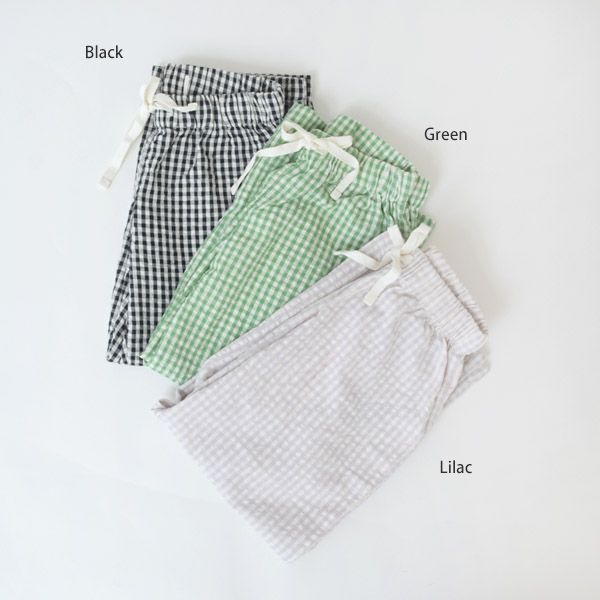 オーガニックコットン キッズサッカーチェックリラックスパンツ