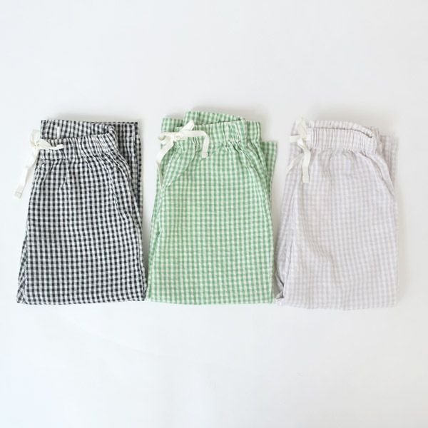 オーガニックコットン キッズサッカーチェックリラックスパンツ