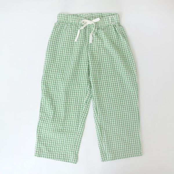 オーガニックコットン キッズサッカーチェックリラックスパンツ