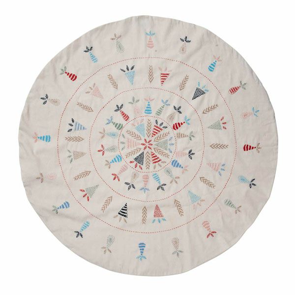 オーガニックコットン 手織り手刺繍マルチカバーラウンド