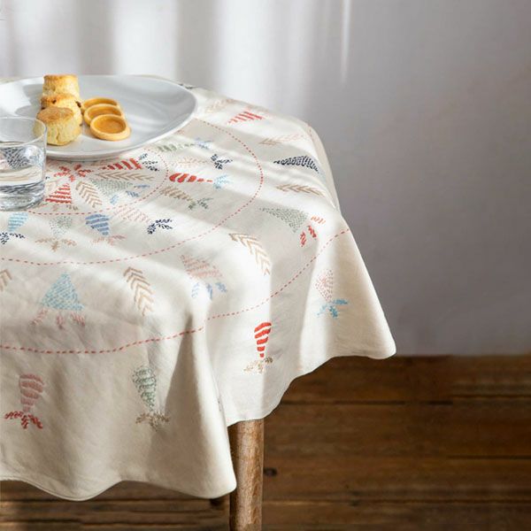 オーガニックコットン 手織り手刺繍マルチカバーラウンド