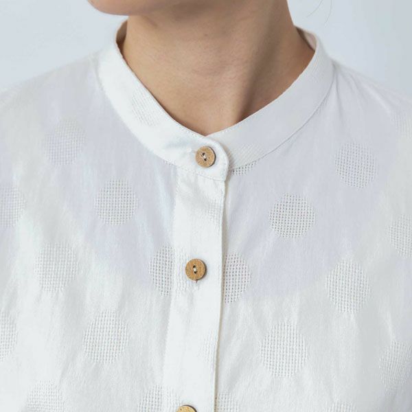 オーガニックコットン 手織り透かしドットジャガードブラウス