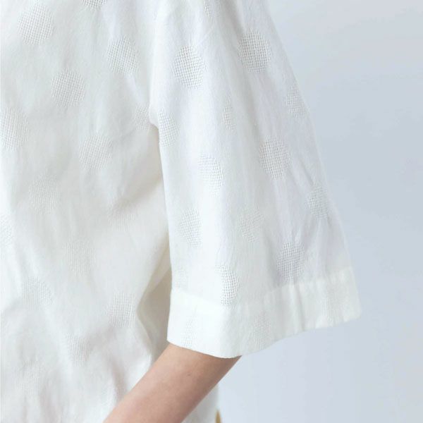 オーガニックコットン 手織り透かしドットジャガードブラウス