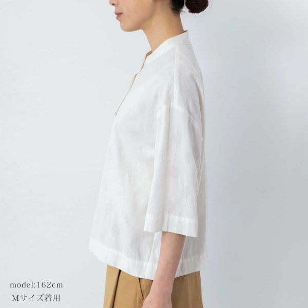 オーガニックコットン 手織り透かしドットジャガードブラウス