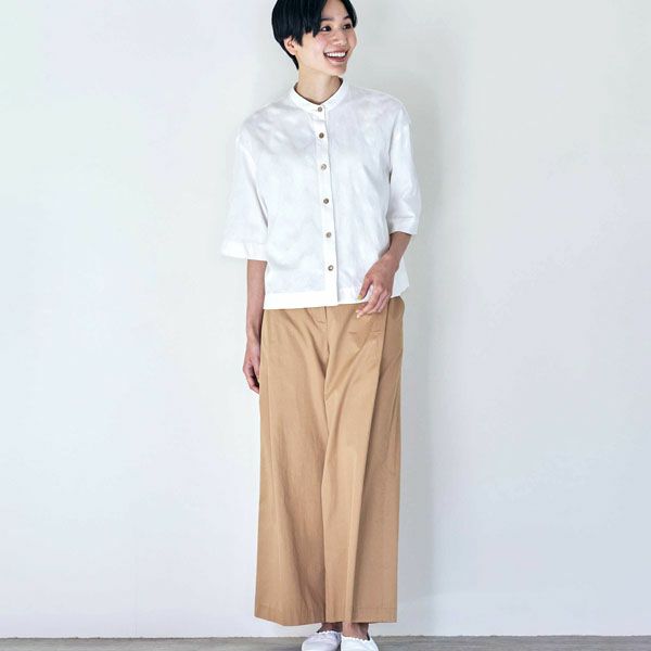 オーガニックコットン 手織り透かしドットジャガードブラウス