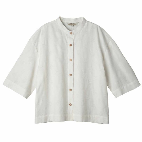 オーガニックコットン 手織り透かしドットジャガードブラウス