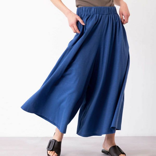 オーガニックコットン 天竺ワイドギャザーパンツ