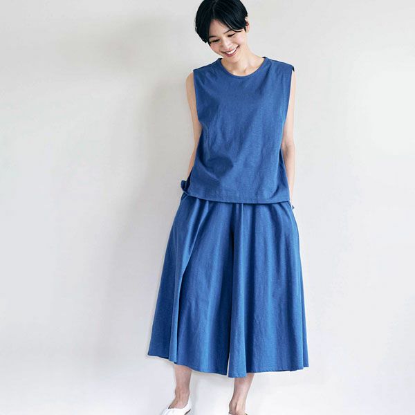 オーガニックコットン 天竺ワイドギャザーパンツ