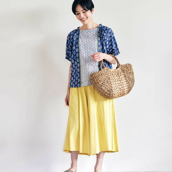 オーガニックコットン 天竺ワイドギャザーパンツ