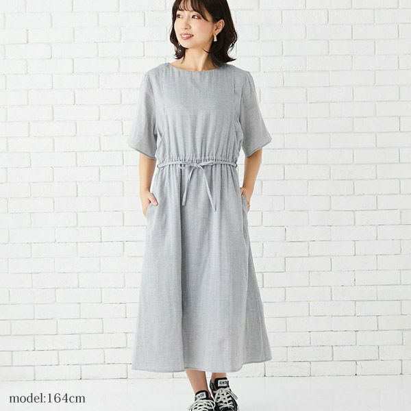 オーガニックコットン ダブルガーゼギャザーワンピース