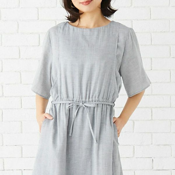 オーガニックコットン ダブルガーゼギャザーワンピース