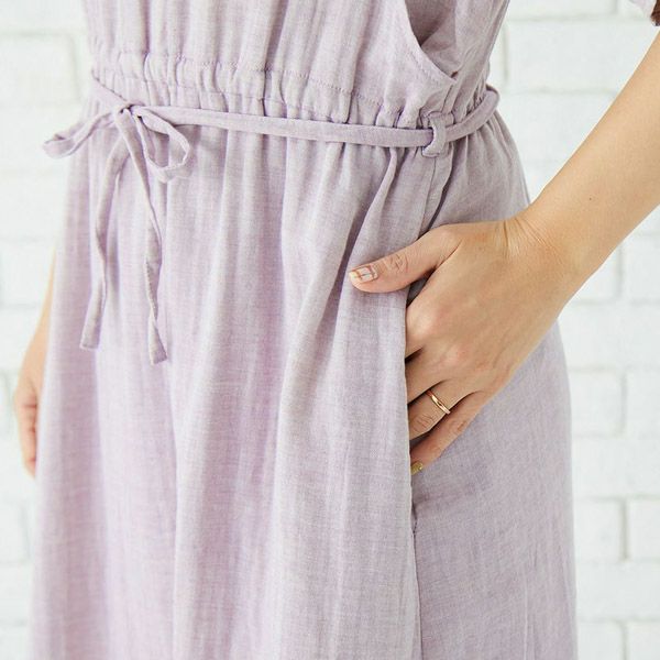 オーガニックコットン ダブルガーゼギャザーワンピース