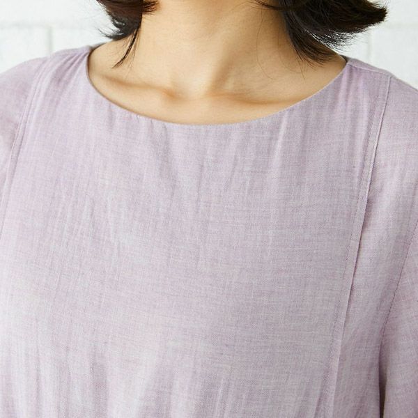 オーガニックコットン ダブルガーゼギャザーワンピース