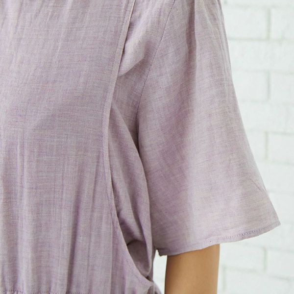 オーガニックコットン ダブルガーゼギャザーワンピース