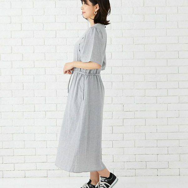 オーガニックコットン ダブルガーゼギャザーワンピース
