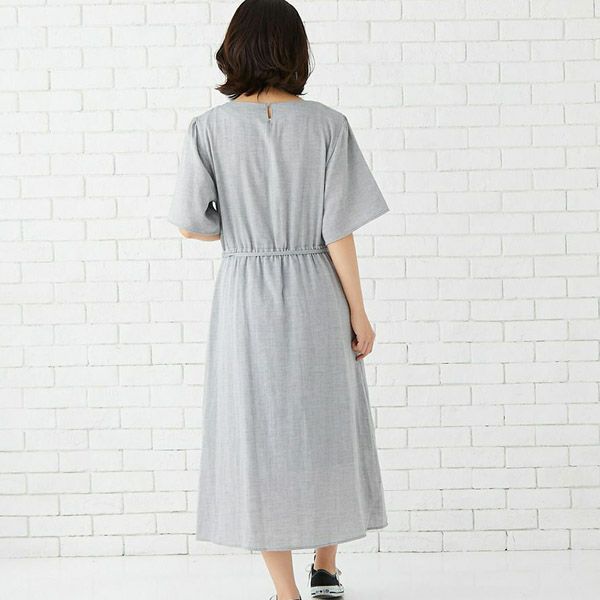 オーガニックコットン ダブルガーゼギャザーワンピース