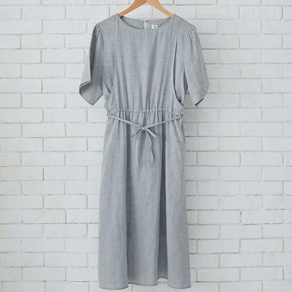 オーガニックコットン ダブルガーゼギャザーワンピース