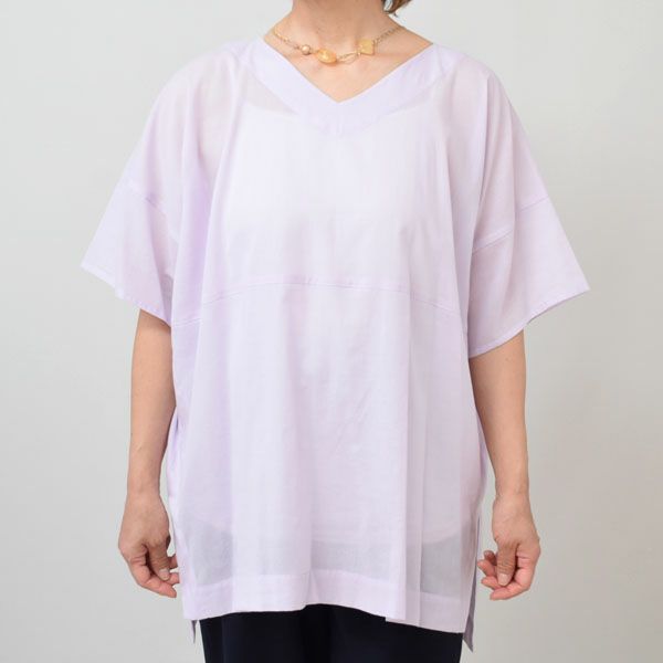 オーガニックコットン Vネックボックスプルオーバーブラウス