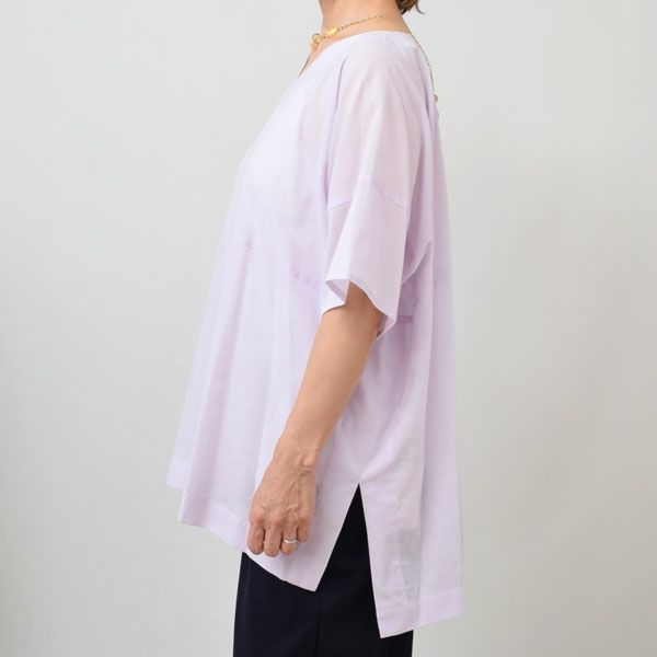 オーガニックコットン Vネックボックスプルオーバーブラウス