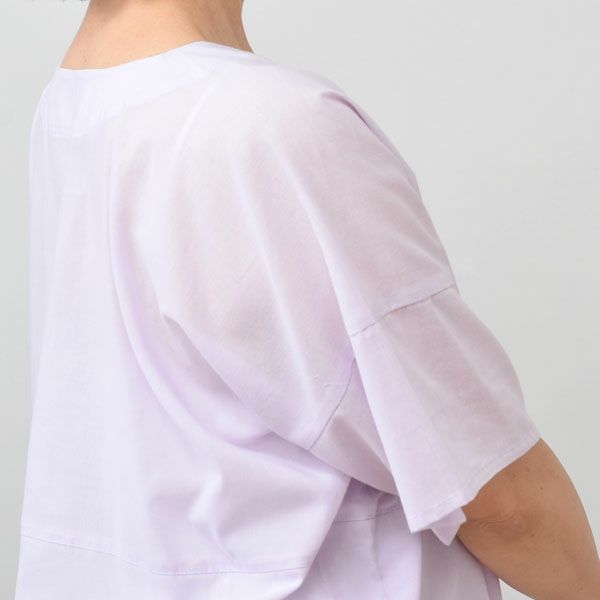 オーガニックコットン Vネックボックスプルオーバーブラウス