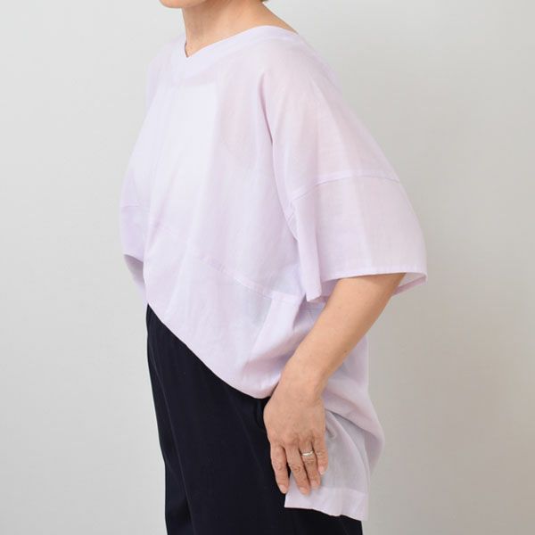 オーガニックコットン Vネックボックスプルオーバーブラウス