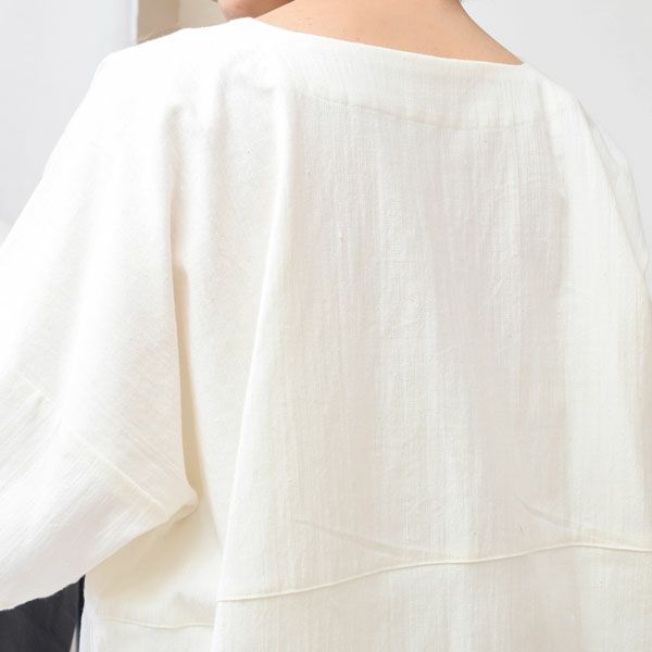 オーガニックコットン Vネックボックスプルオーバー