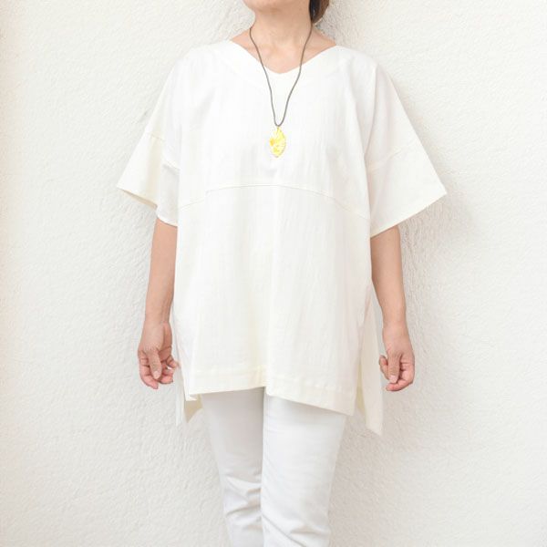 オーガニックコットン Vネックボックスプルオーバー