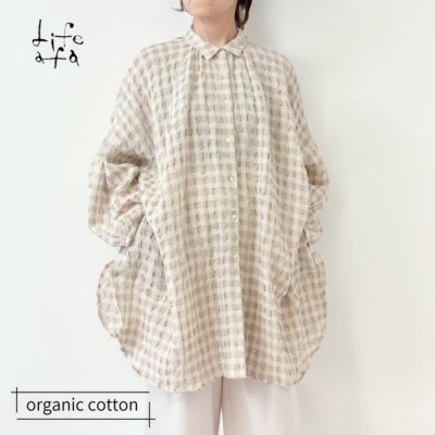 オーガニックコットン＆リネン パフスリーブブラウス