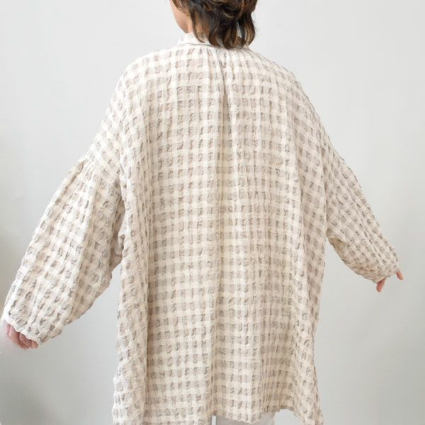 オーガニックコットン＆リネン パフスリーブブラウス