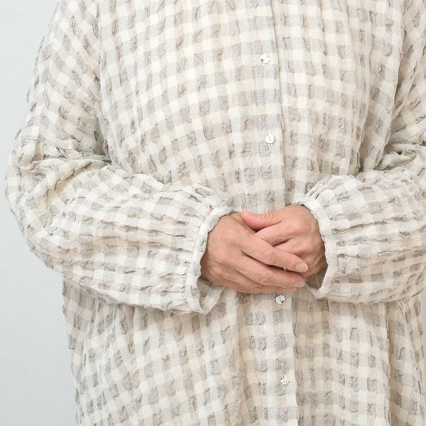 オーガニックコットン＆リネン パフスリーブブラウス