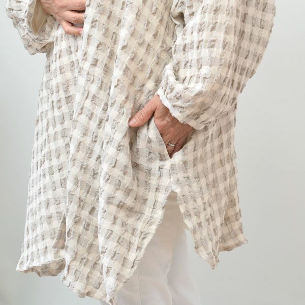 オーガニックコットン＆リネン パフスリーブブラウス