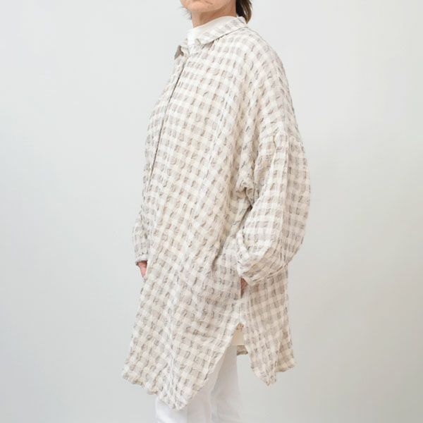 オーガニックコットン＆リネン パフスリーブブラウス